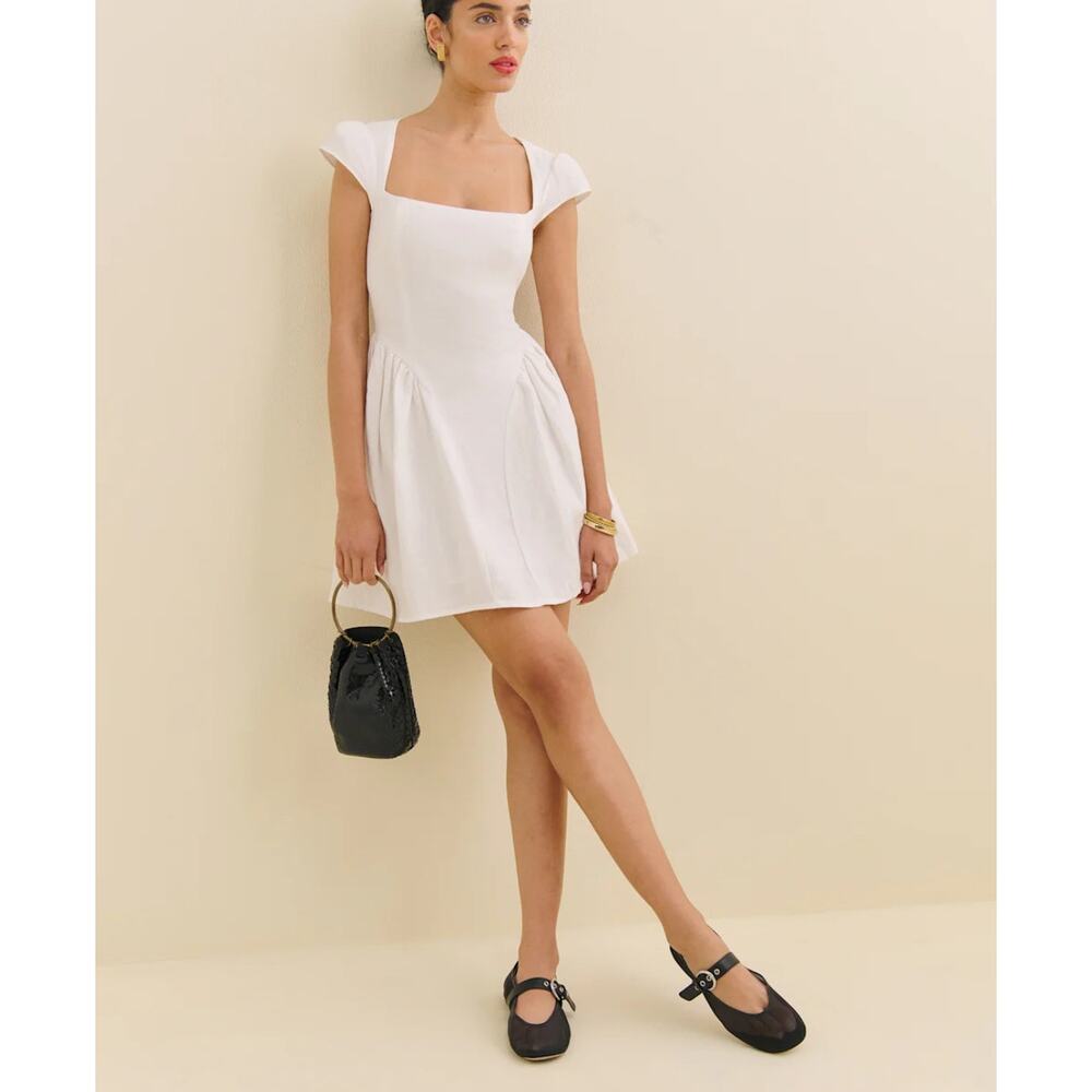 Reformation NWT‎ Oaklyn White Linen Mini Dress Size 10